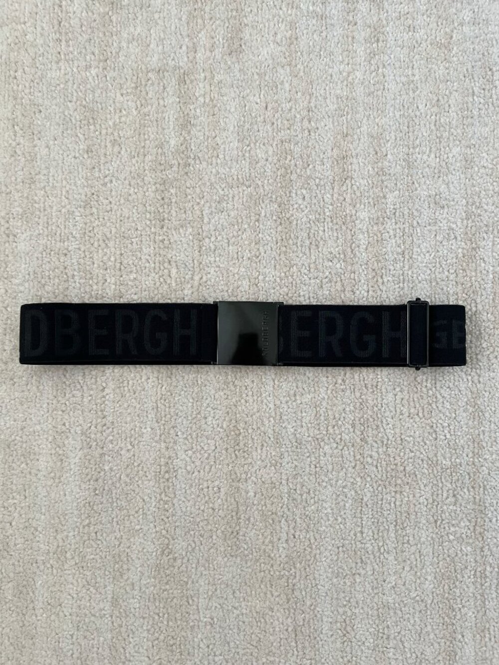 Goldbergh Black Elastic Ski Belt Flat Metal Branded Logo Buckle OS